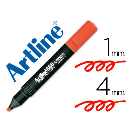 ROTULADOR ARTLINE FLUORESCENTE EK-660 ROJO PUNTA BISELADA