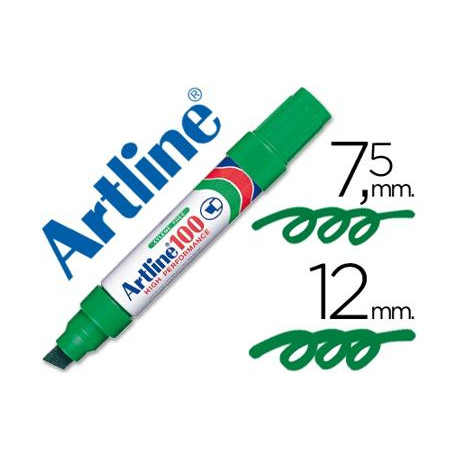 ROTULADOR ARTLINE MARCADOR PERMANENTE 100 VERDE PUNTA BISELADA