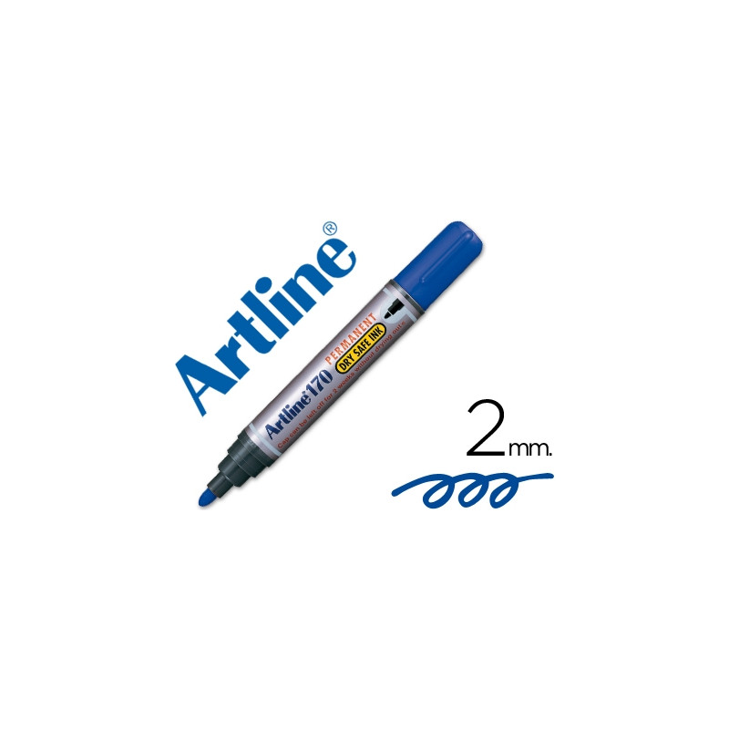 ROTULADOR ARTLINE MARCADOR PERMANENTE 170 AZUL PUNTA REDONDA 2MM ANTISECADO