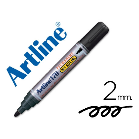 ROTULADOR ARTLINE MARCADOR PERMANENTE 170 NEGRO PUNTA REDONDA 2 MM ANTISECADO