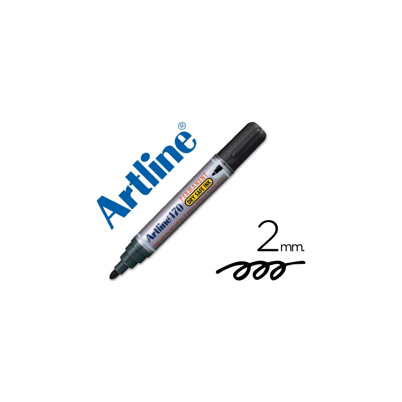 ROTULADOR ARTLINE MARCADOR PERMANENTE 170 NEGRO PUNTA REDONDA 2 MM ANTISECADO