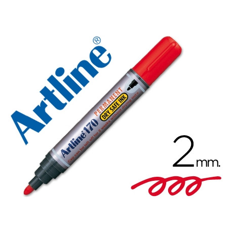 ROTULADOR ARTLINE MARCADOR PERMANENTE 170 ROJO PUNTA REDONDA 2 MM ANTISECADO