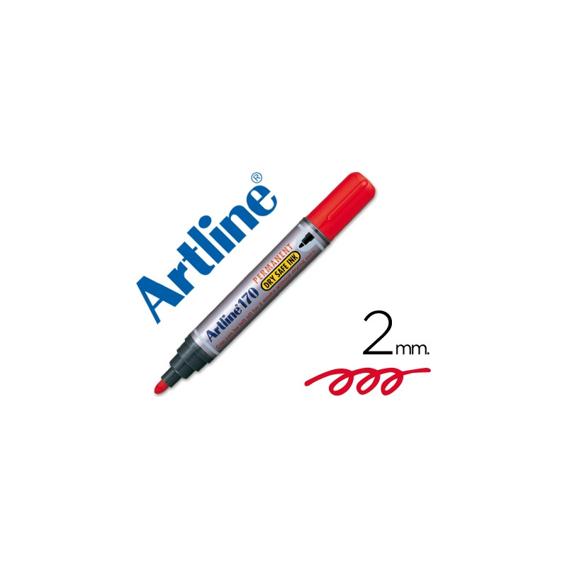 ROTULADOR ARTLINE MARCADOR PERMANENTE 170 ROJO PUNTA REDONDA 2 MM ANTISECADO