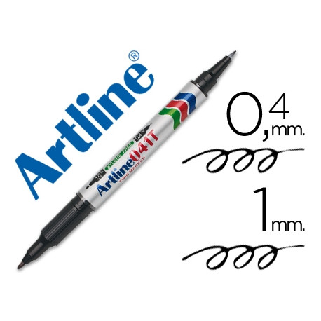 ROTULADOR ARTLINE MARCADOR PERMANENTE EK-041T NEGRO DOBLE PUNTA 0,4 Y 1,0 MM