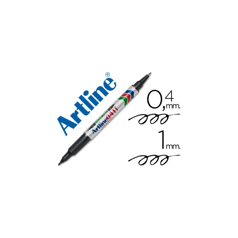 ROTULADOR ARTLINE MARCADOR PERMANENTE EK-041T NEGRO DOBLE PUNTA 0,4 Y 1,0 MM