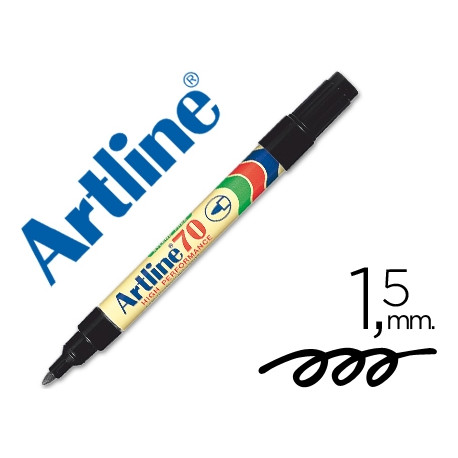 ROTULADOR ARTLINE MARCADOR PERMANENTE EK-70 NEGRO -PUNTA REDONDA 1.5 MM -PAPEL METAL Y CRISTAL