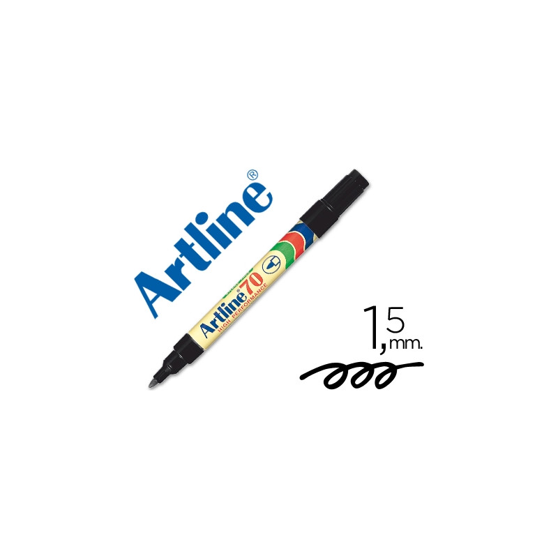 ROTULADOR ARTLINE MARCADOR PERMANENTE EK-70 NEGRO -PUNTA REDONDA 1.5 MM -PAPEL METAL Y CRISTAL