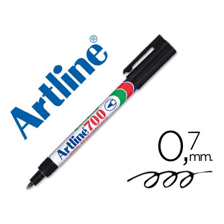 ROTULADOR ARTLINE MARCADOR PERMANENTE EK-700 NEGRO PUNTA REDONDA 0.7 MM PAPEL METAL Y CRISTAL