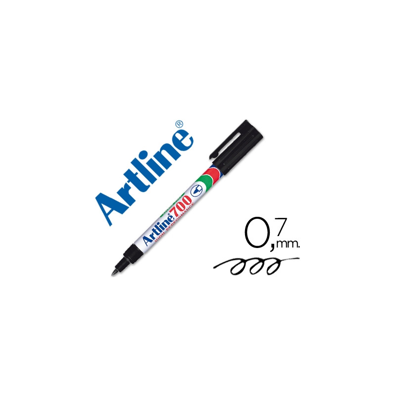 ROTULADOR ARTLINE MARCADOR PERMANENTE EK-700 NEGRO PUNTA REDONDA 0.7 MM PAPEL METAL Y CRISTAL