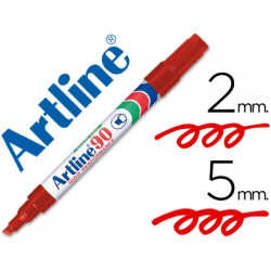 ROTULADOR ARTLINE MARCADOR PERMANENTE EK-90 ROJO PUNTA BISELADA 5 MM PAPEL METAL Y CRISTAL