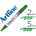 ROTULADOR ARTLINE MARCADOR PERMANENTE EK-90 VERDE PUNTA BISELADA 5 MM PAPEL METAL Y CRISTAL