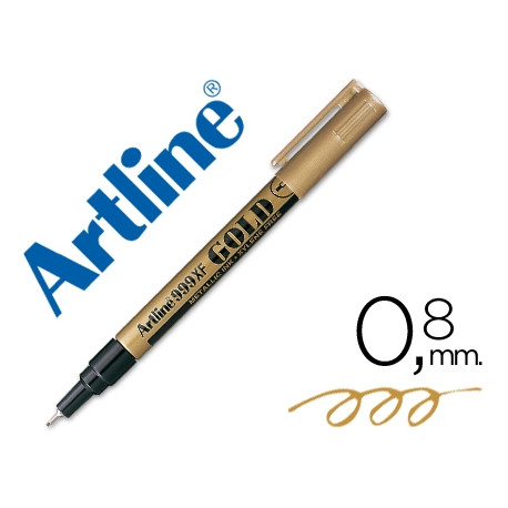 ROTULADOR ARTLINE MARCADOR PERMANENTE TINTA METALICA EK-999 ORO PUNTA REDONDA 0.8 MM