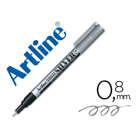 ROTULADOR ARTLINE MARCADOR PERMANENTE TINTA METALICA EK-999 PLATA PUNTA REDONDA 0.8 MM