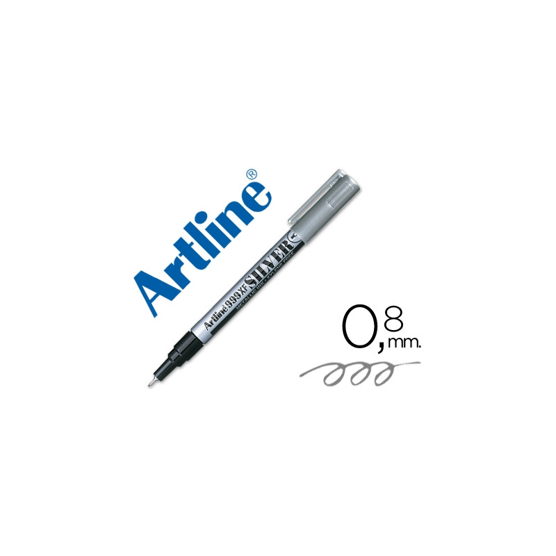 ROTULADOR ARTLINE MARCADOR PERMANENTE TINTA METALICA EK-999 PLATA PUNTA REDONDA 0.8 MM