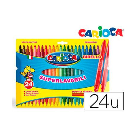 ROTULADOR CARIOCA BIRELLO BIPUNTA CAJA DE 24 COLORES SURTIDOS