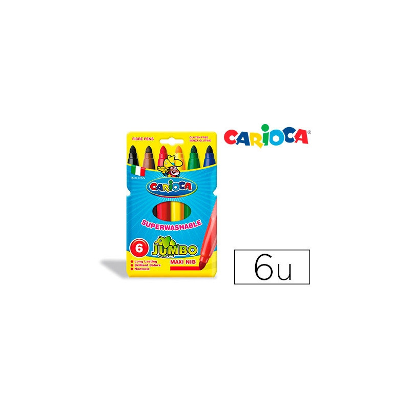 ROTULADOR CARIOCA JUMBO PUNTA GRUESA ESTUCHE DE 6 COLORES SURTIDOS