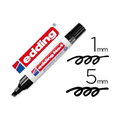 ROTULADOR EDDING MARCADOR PERMANENTE 1 NEGRO PUNTA BISELADA 5 MM RECARGABLE