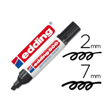 ROTULADOR EDDING MARCADOR PERMANENTE 500 NEGRO PUNTA BISELADA 7 MM RECARGABLE