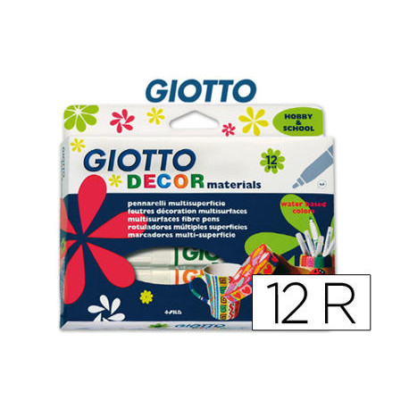 ROTULADOR GIOTTO DECOR MATERIALS -CAJA DE 12 COLORES SURTIDOS