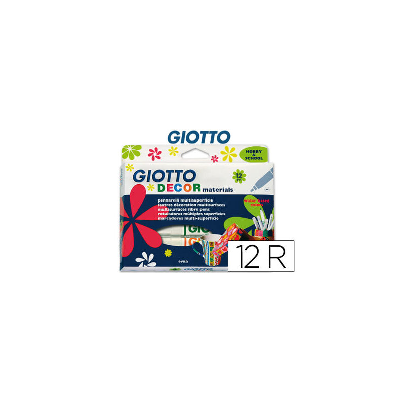 ROTULADOR GIOTTO DECOR MATERIALS -CAJA DE 12 COLORES SURTIDOS