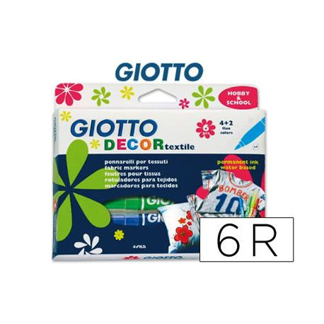 ROTULADOR GIOTTO DECOR TEXTILE PARA CAMISETAS 6 COLORES