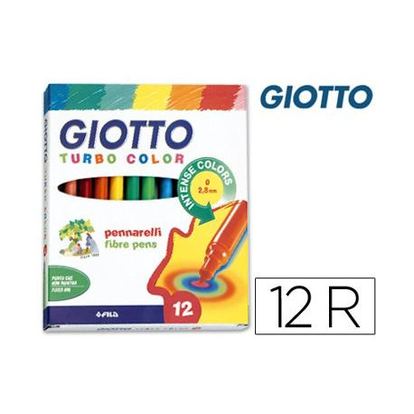 ROTULADOR GIOTTO TURBO COLOR CAJA DE 12 COLORES LAVABLES CON PUNTA BLOQUEADA