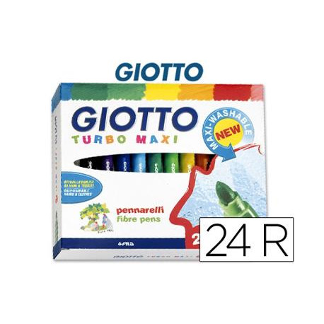 ROTULADOR GIOTTO TURBO MAXI CAJA DE 24 COLORES LAVABLES CON PUNTA BLOQUEADA