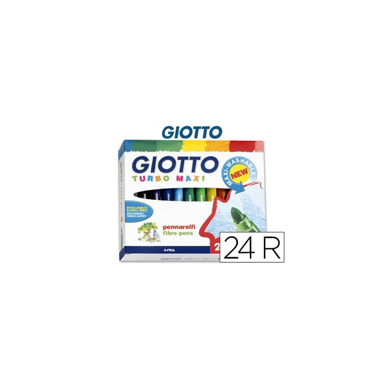 ROTULADOR GIOTTO TURBO MAXI CAJA DE 24 COLORES LAVABLES CON PUNTA BLOQUEADA