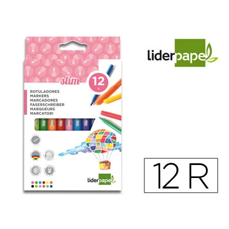 ROTULADOR LIDERPAPEL SLIM CAJA DE 12 UNIDADES COLORES SURTIDOS