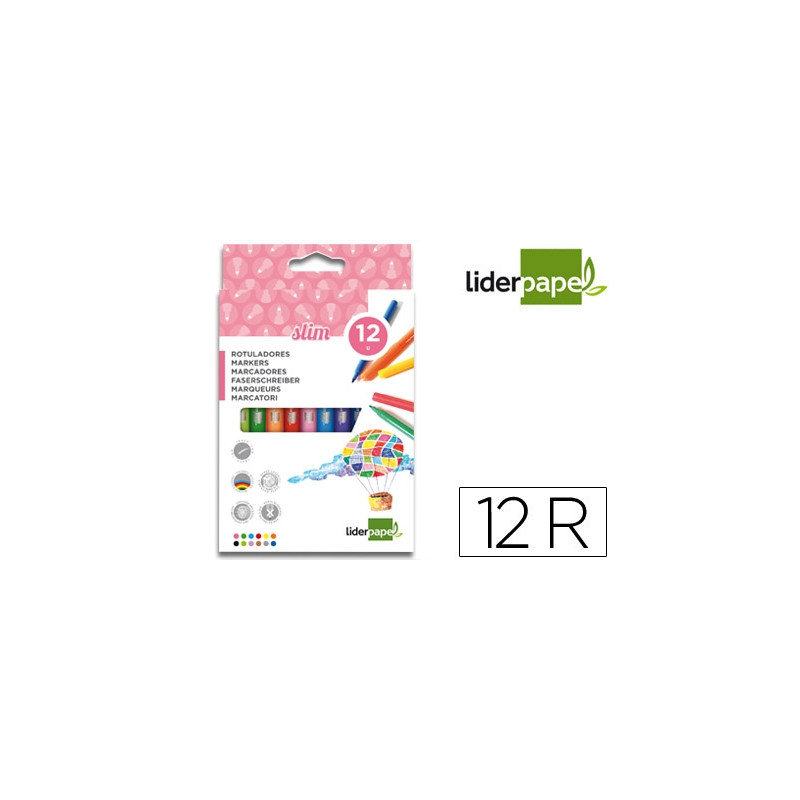 ROTULADOR LIDERPAPEL SLIM CAJA DE 12 UNIDADES COLORES SURTIDOS