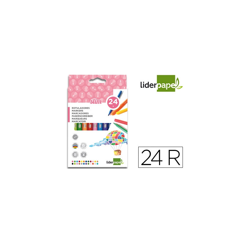 ROTULADOR LIDERPAPEL SLIM CAJA DE 24 UNIDADES COLORES SURTIDOS