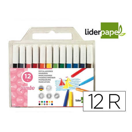 ROTULADOR LIDERPAPEL JUMBO CAJA DE 12 UNIDADES COLORES SURTIDOS