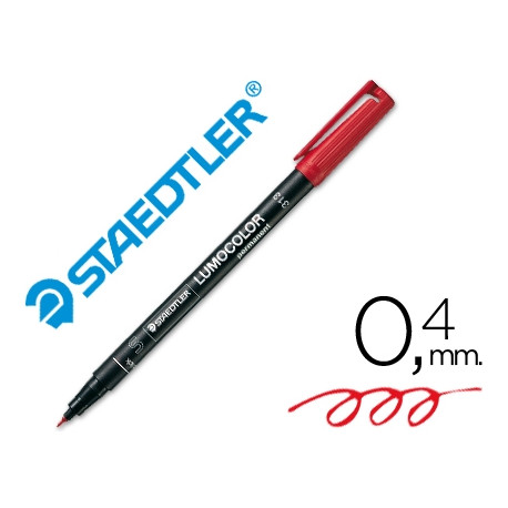 ROTULADOR STAEDTLER LUMOCOLOR RETROPROYECCION PUNTA DE FIBRA PERMANENTE 313-2 ROJO PUNTA SUPER FINA 