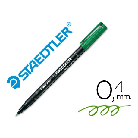 ROTULADOR STAEDTLER LUMOCOLOR RETROPROYECCION PUNTA DE FIBRA PERMANENTE 313-5 VERDE PUNTA SUPER FINA