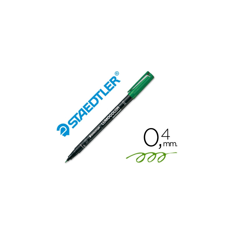 ROTULADOR STAEDTLER LUMOCOLOR RETROPROYECCION PUNTA DE FIBRA PERMANENTE 313-5 VERDE PUNTA SUPER FINA