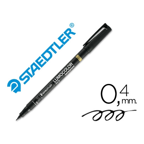 ROTULADOR STAEDTLER LUMOCOLOR RETROPROYECCION PUNTA DE FIBRA PERMANENTE 313-9 NEGRO PUNTA SUPER FINA