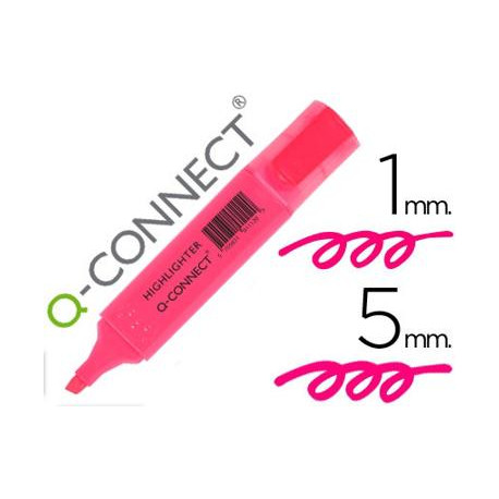 ROTULADOR Q-CONNECT FLUORESCENTE ROSA PUNTA BISELADA