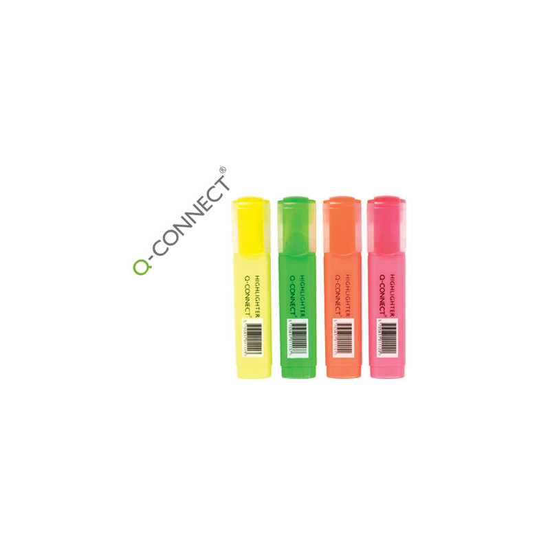 ROTULADOR Q-CONNECT FLUORESCENTE SURTIDO CAJA DE 4 UNIDADES COLORES SURTIDOS