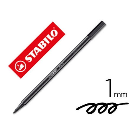 ROTULADOR STABILO ACUARELABLE PEN 68 NEGRO PUNTA GRUESA 1 MM