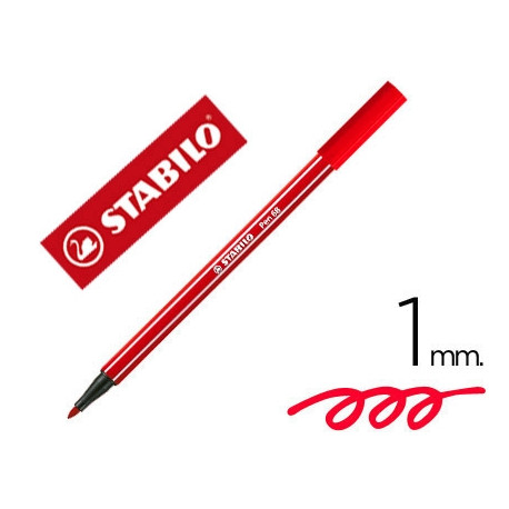 ROTULADOR STABILO ACUARELABLE PEN 68 ROJO CARMIN PUNTA GRUESA 1 MM