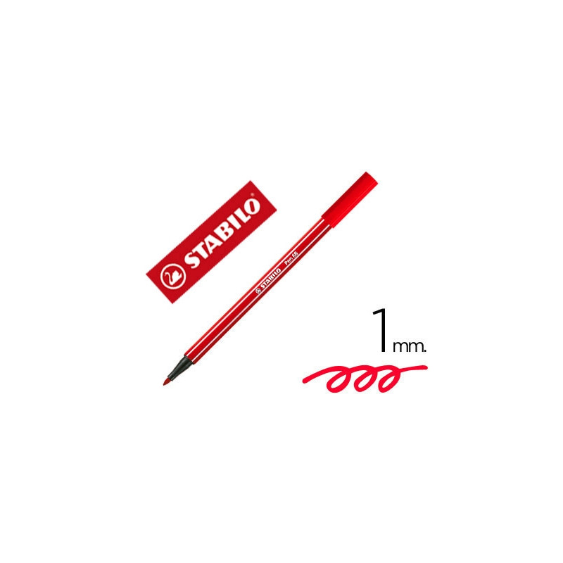 ROTULADOR STABILO ACUARELABLE PEN 68 ROJO CARMIN PUNTA GRUESA 1 MM