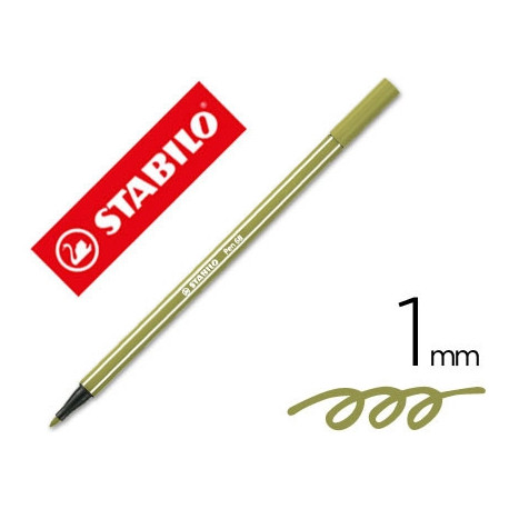 ROTULADOR STABILO ACUARELABLE PEN 68 VERDE TIERRA PUNTA GRUESA 1 MM