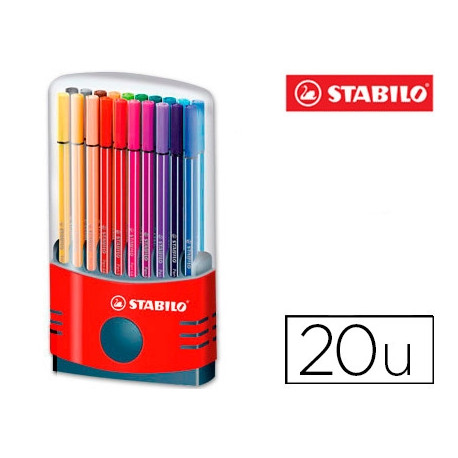 ROTULADOR STABILO PUNTA DE FIBRA PEN 68 COLOR PARADE ESTUCHE DE 20 UNIDADES COLORES SURTIDOS