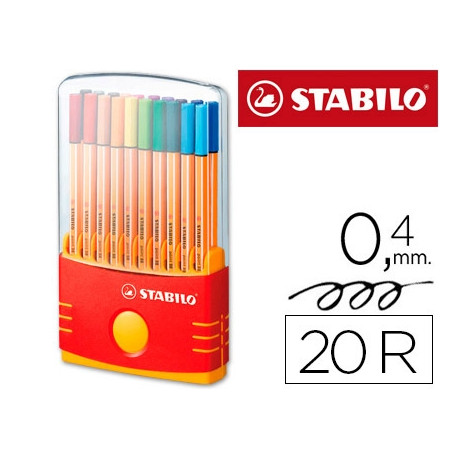 ROTULADOR STABILO PUNTA DE FIBRA POINT 88 COLOR PARADE ESTUCHE DE 20 UNIDADES COLORES SURTIDOS