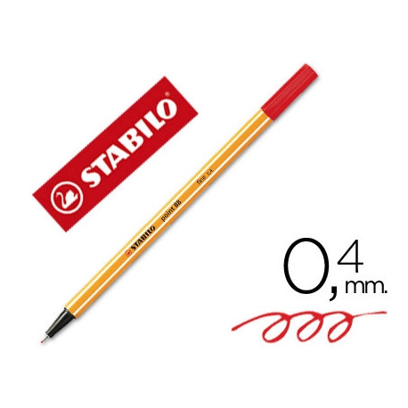 ROTULADOR STABILO PUNTA DE FIBRA POINT 88 ROJO PUNTA FINA 0,4 MM