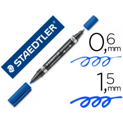 ROTULADOR STAEDTLER LUMOCOLOR PERMANENTE DUO 348 AZUL PUNTA F 0,6 MM PUNTA M 1,5 MM