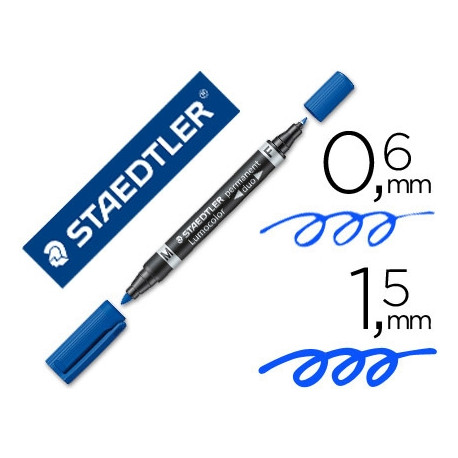 ROTULADOR STAEDTLER LUMOCOLOR PERMANENTE DUO 348 AZUL PUNTA F 0,6 MM PUNTA M 1,5 MM