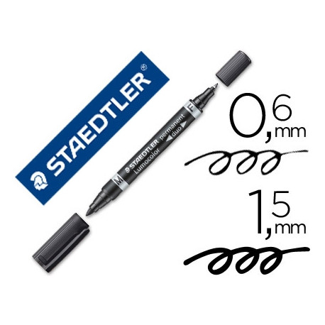 ROTULADOR STAEDTLER LUMOCOLOR PERMANENTE DUO 348 NEGRO PUNTA F 0,6 MM PUNTA M 1,5 MM