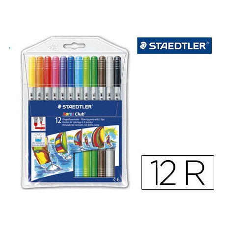 ROTULADOR STAEDTLER NORIS CLUB DOBLE PUNTA CAJA DE 12 UNIDADES COLORES SURTIDOS