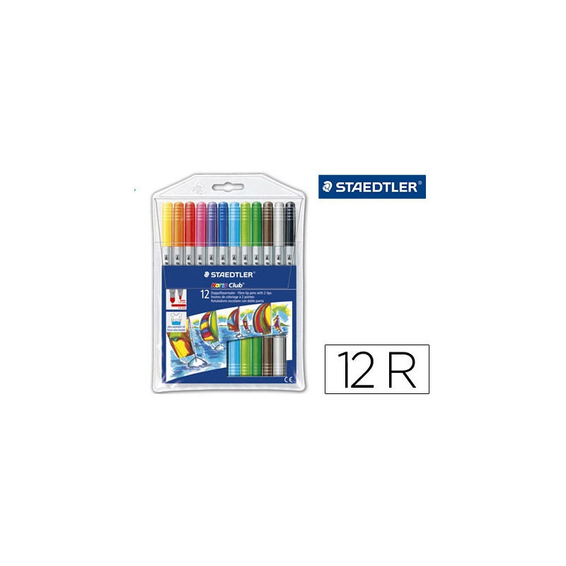 ROTULADOR STAEDTLER NORIS CLUB DOBLE PUNTA CAJA DE 12 UNIDADES COLORES SURTIDOS